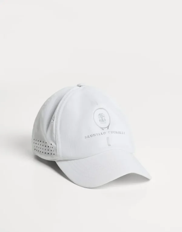 Lightweight techno fabric baseball cap with tennis logo