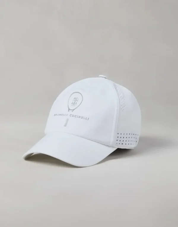 Lightweight techno fabric cap with tennis print