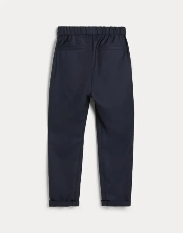 Lightweight virgin wool and silk twill tuxedo trousers