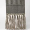 Linen and cashmere chevron towel with hand-knotted fringe