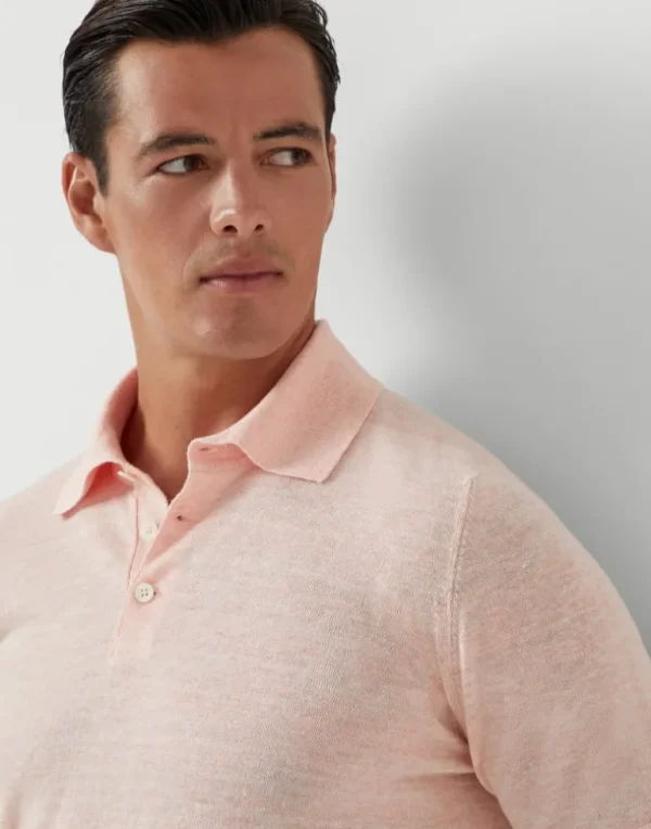 Linen and cotton knit polo