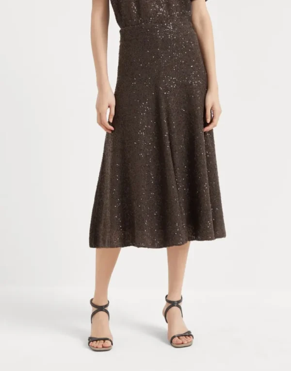 Linen, cashmere and silk dazzling texture knit skirt