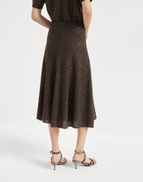 Linen, cashmere and silk dazzling texture knit skirt