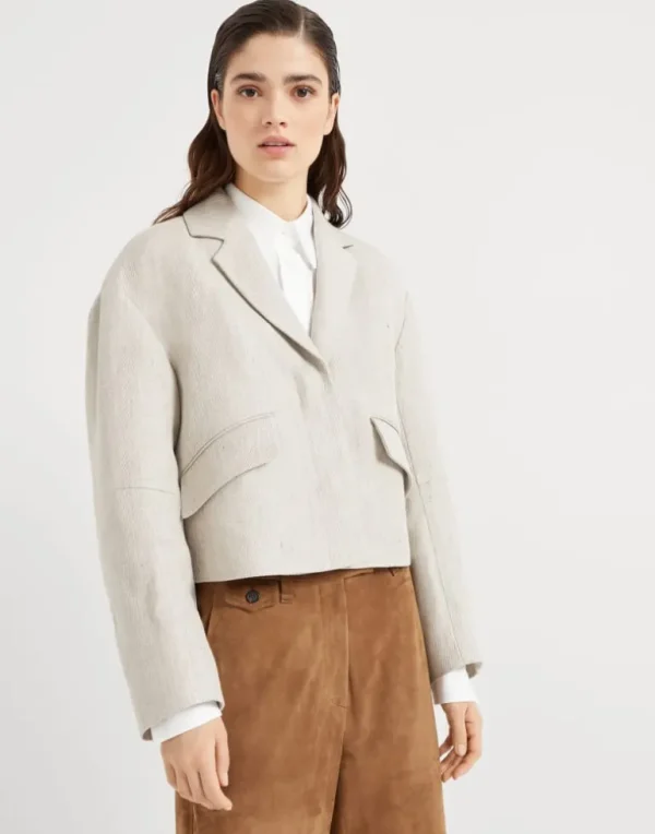 Linen cover outerwear blazer with monili