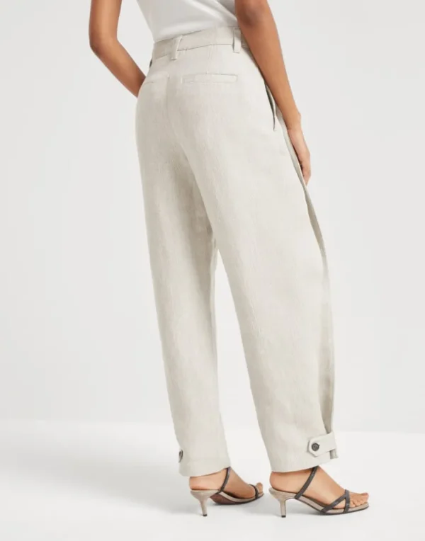 Linen cover trousers with adjustable cuffs