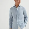 Linen easy fit shirt with spread collar