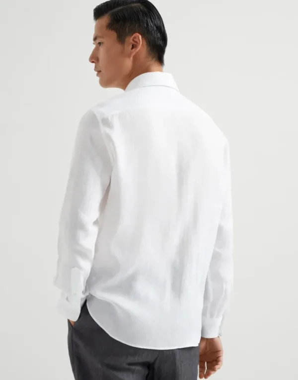 Linen easy fit shirt with spread collar