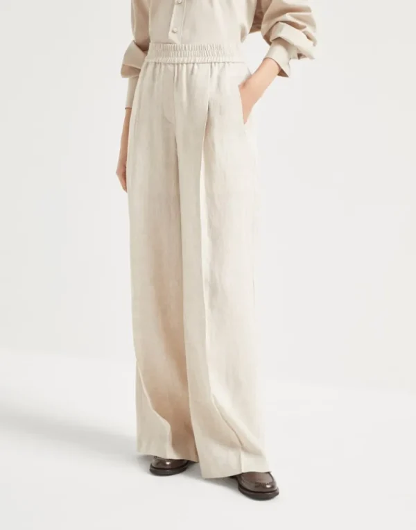 Linen loose track trousers