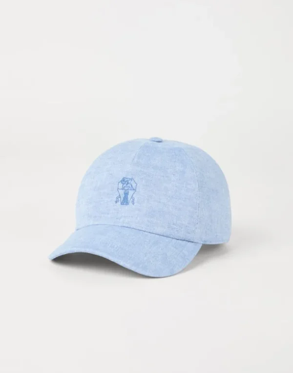 Linen sparkling canvas baseball hat with embroidered logo