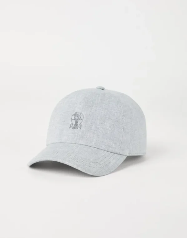 Linen sparkling canvas baseball hat with embroidered logo