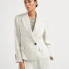 Linen sparkling canvas blazer with monili