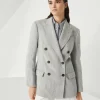 Linen sparkling canvas blazer with monili