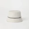 Linen sparkling canvas bucket hat with shiny band