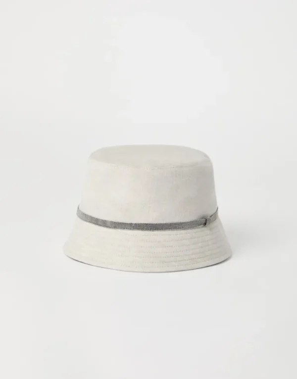 Linen sparkling canvas bucket hat with shiny band