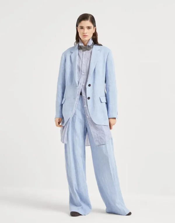 Linen sparkling canvas sartorial wide trousers