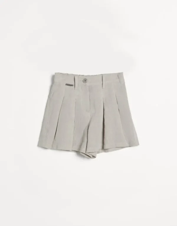 Linen sparkling canvas shorts with monili