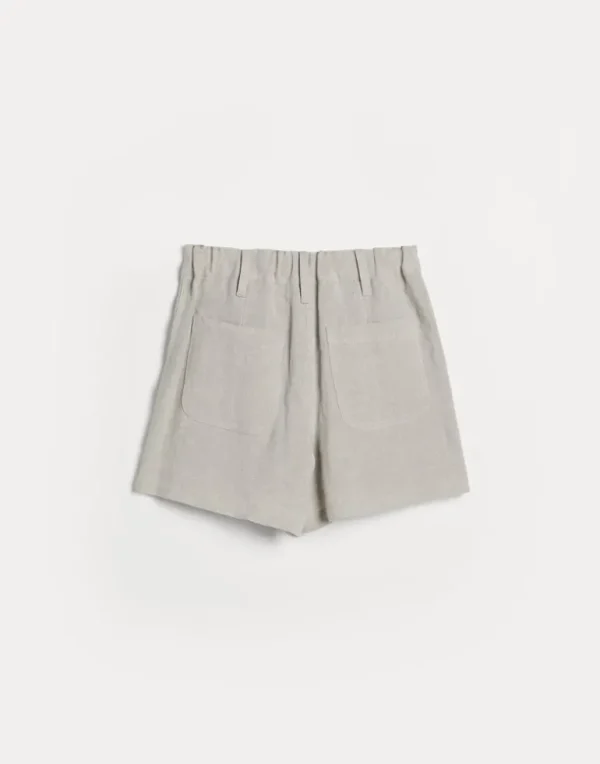 Linen sparkling canvas shorts with monili