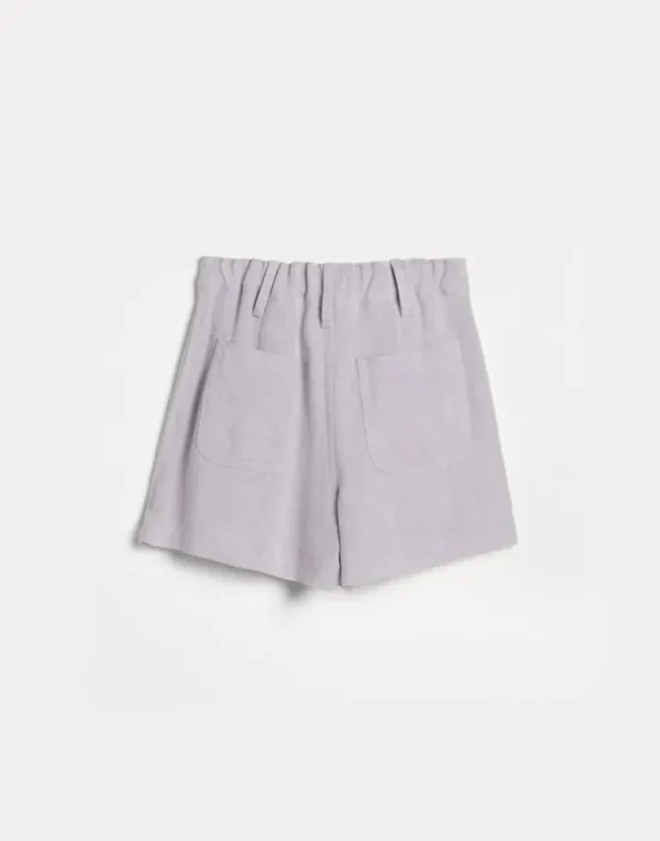 Linen sparkling canvas shorts with monili