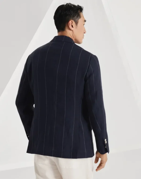 Linen wide chalk stripe deconstructed Cavallo blazer