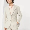 Linen, wool and silk diagonal deconstructed Cavallo blazer