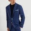 Linen, wool and silk diagonal deconstructed Cavallo blazer