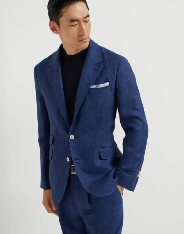 Linen, wool and silk diagonal deconstructed Cavallo blazer