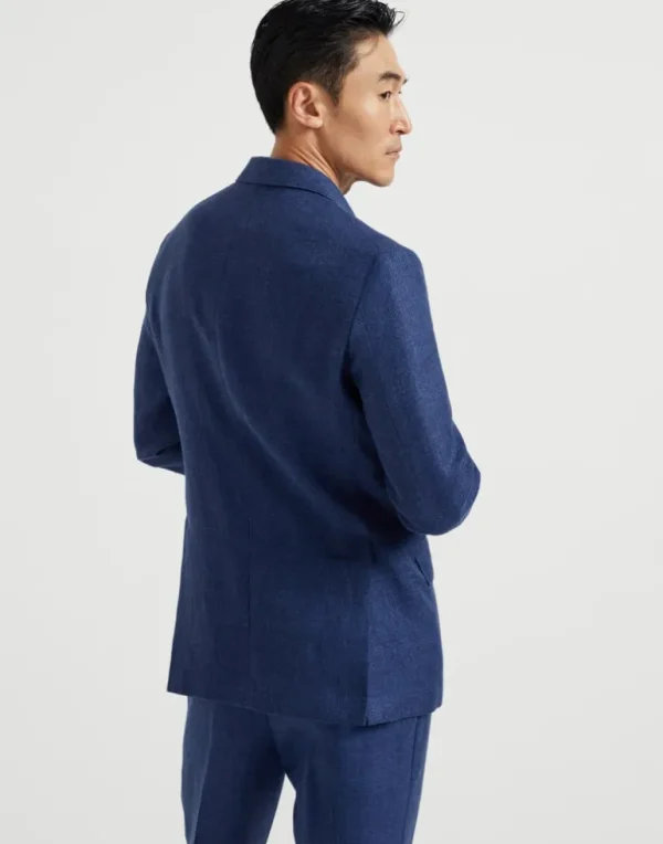 Linen, wool and silk diagonal deconstructed Cavallo blazer