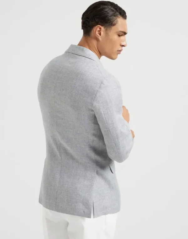 Linen, wool and silk diagonal deconstructed blazer