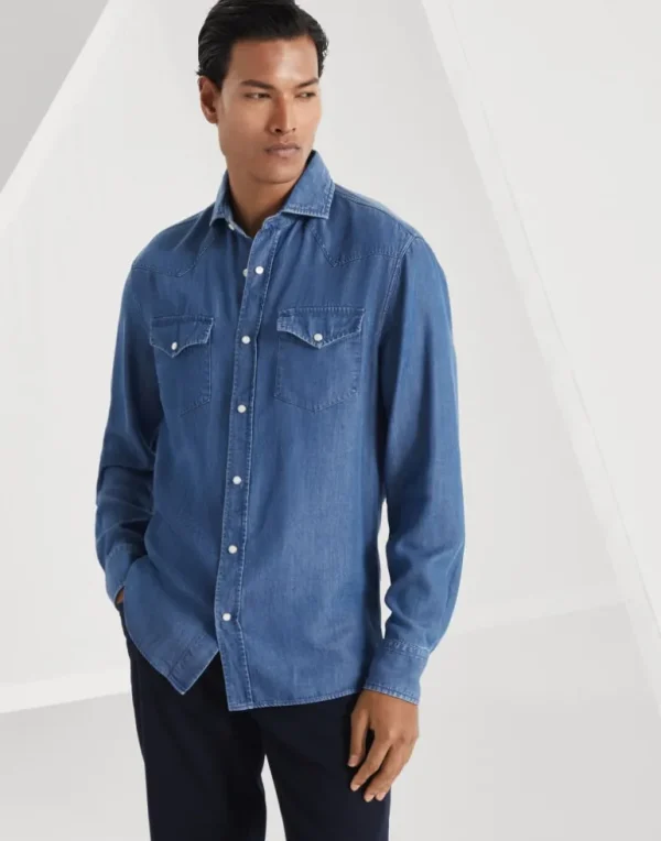 Lyocell lightweight denim easy fit Western shirt