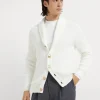 Malfilé cotton English rib cardigan with metal buttons