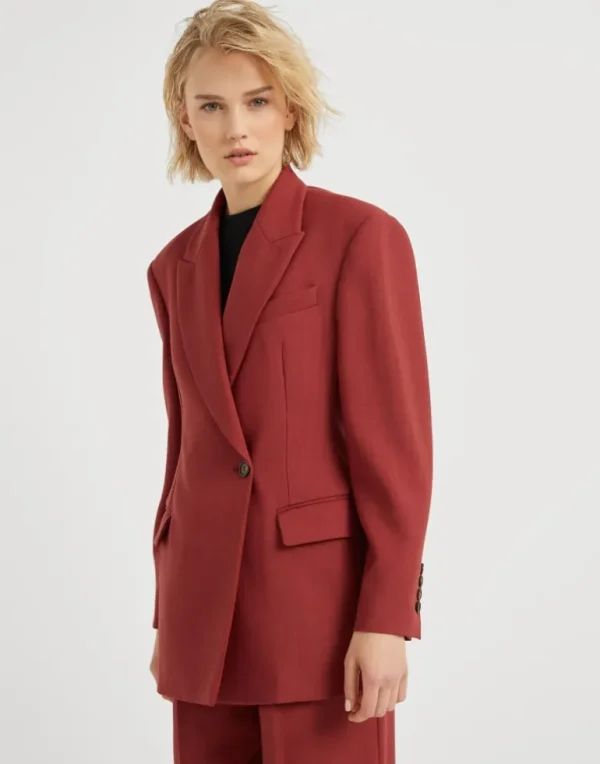 Malfilé virgin wool twill blazer with monili