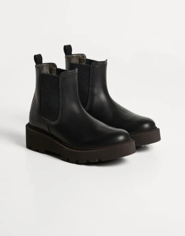 Matte calfskin Chelsea boots with monili