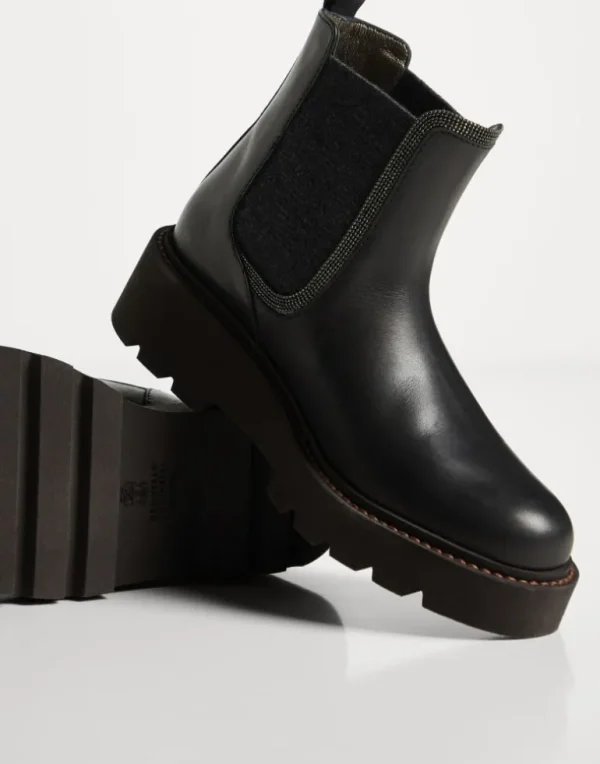 Matte calfskin Chelsea boots with monili