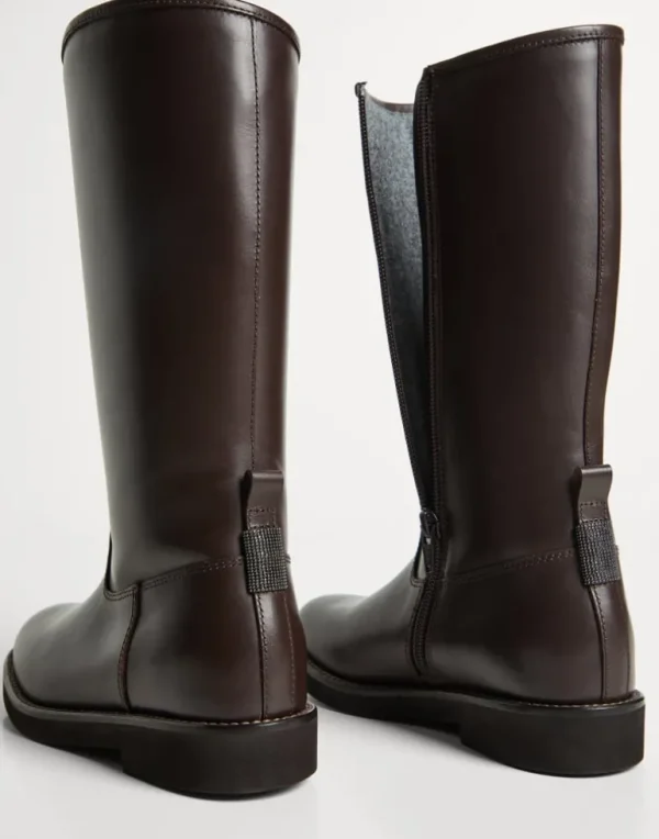 Matte calfskin equestrian boots