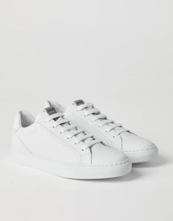 Matte calfskin sneakers with precious detail