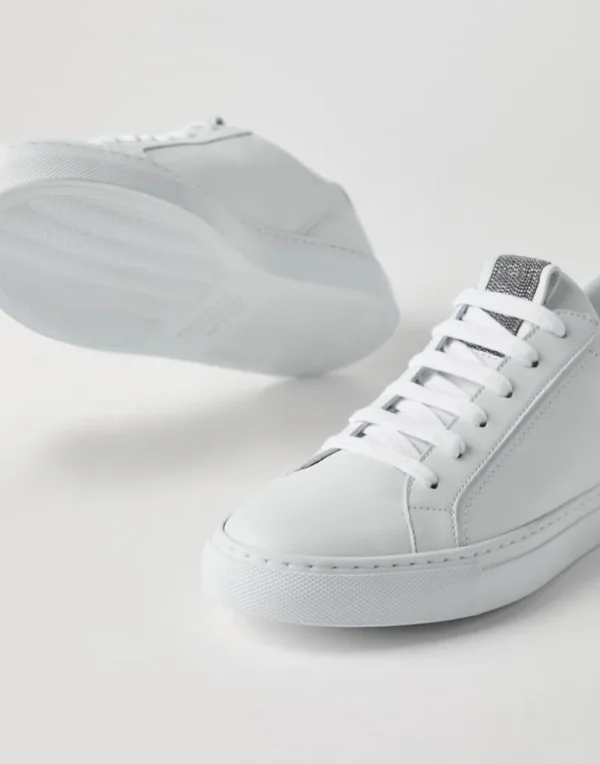 Matte calfskin sneakers with precious detail