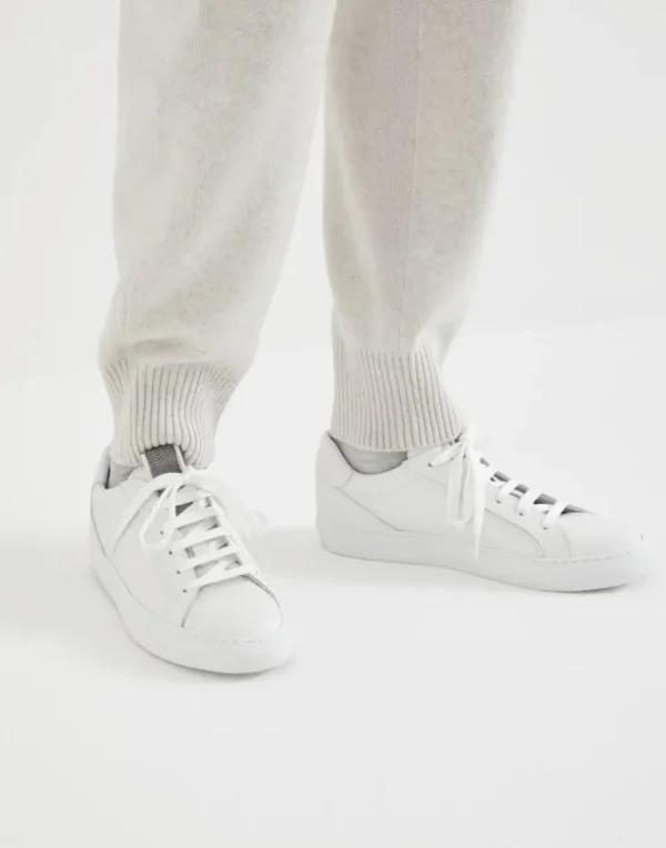 Matte calfskin sneakers with precious detail