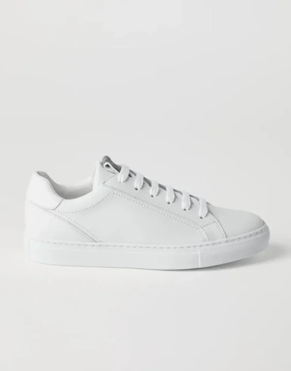 Matte calfskin sneakers with precious detail