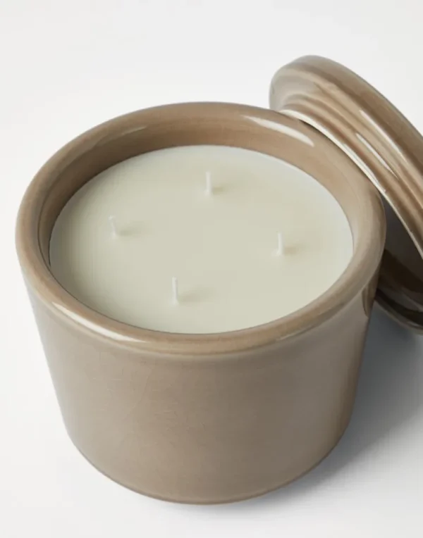 Maxi scented candle in craquelé ceramic vessel with lid