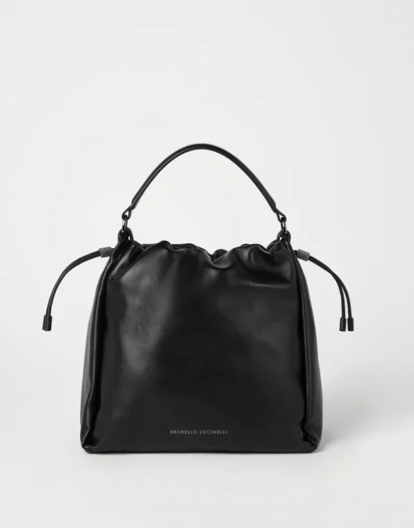 Mellow bucket bag in soft leather with monili