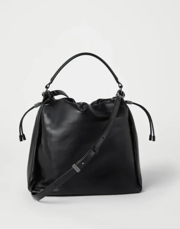 Mellow bucket bag in soft leather with monili