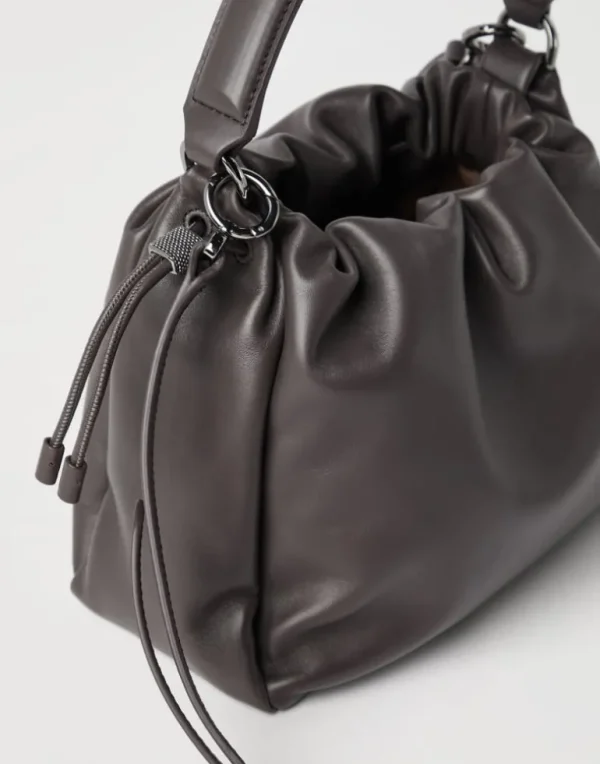 Mellow small bucket bag in soft leather with monili