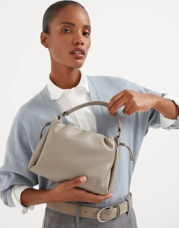 Mellow small bucket bag in soft leather with monili