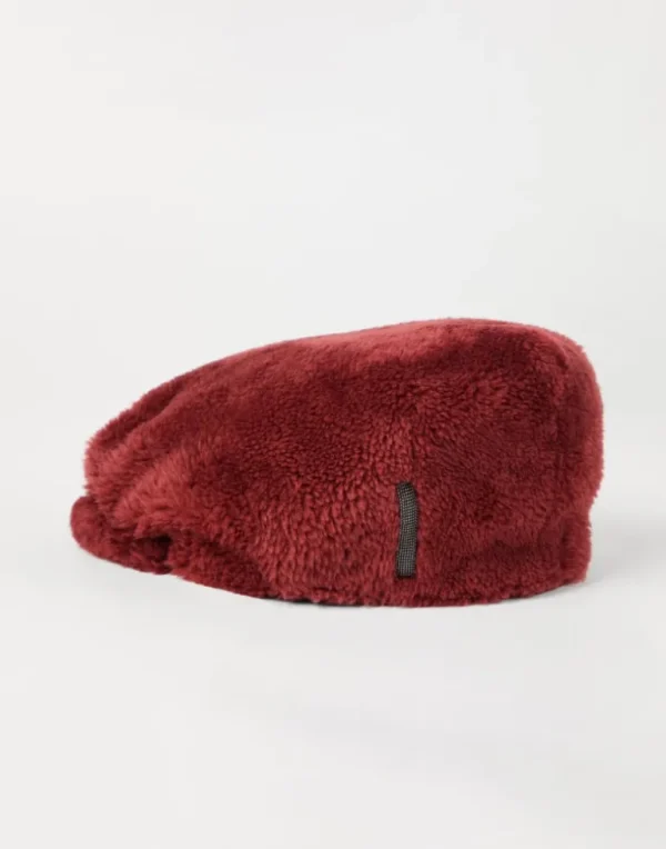 Merino shearling flat cap