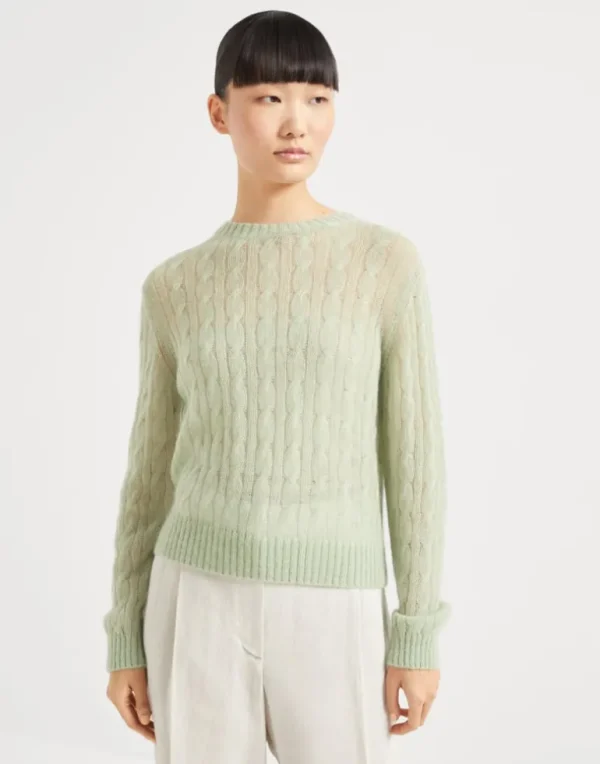 Mohair and wool cable knit sweater