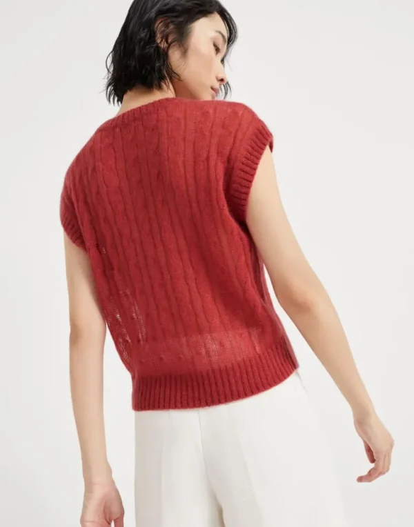 Mohair and wool cable knit T-shirt