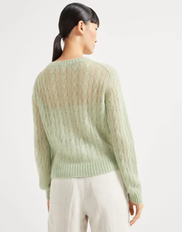 Mohair and wool cable knit sweater