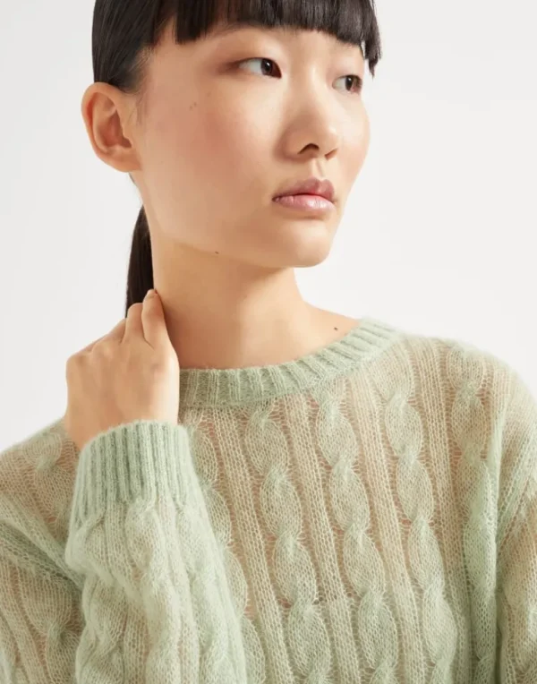 Mohair and wool cable knit sweater