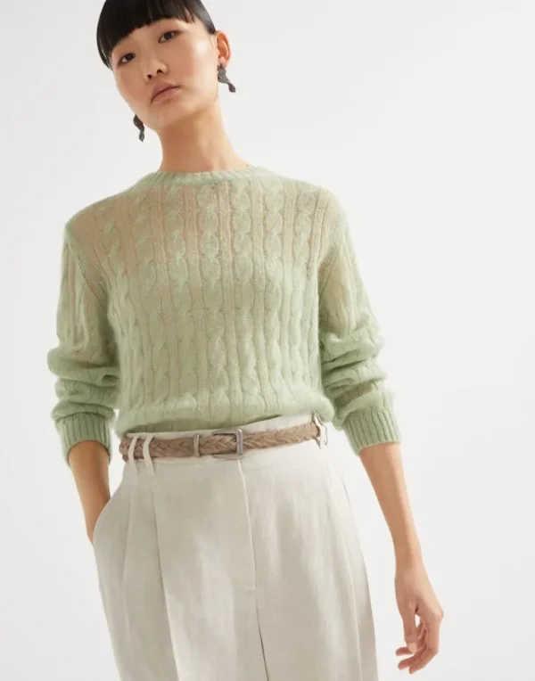 Mohair and wool cable knit sweater