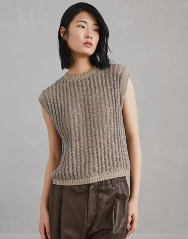 Mohair, wool and cashmere knit top with precious ribbing